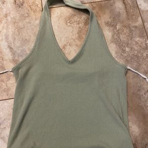 Green halter crop top
